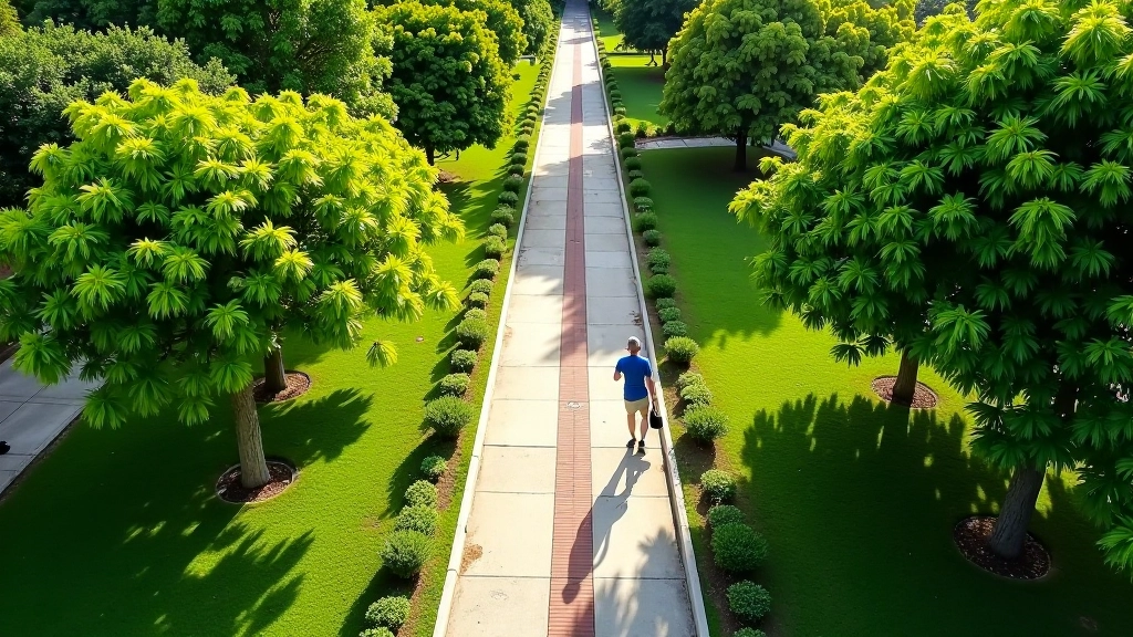 Vista aérea del Paseo Lineal de Bayamón con senderos verdes y espacios accesibles