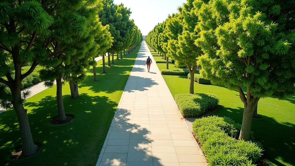 Vista panorámica del Paseo Lineal de Bayamón mostrando el sendero bien mantenido y la vegetación circundante
